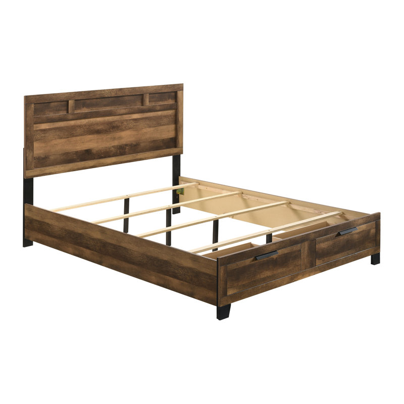 Dandrae Storage Bed in Rustic Oak