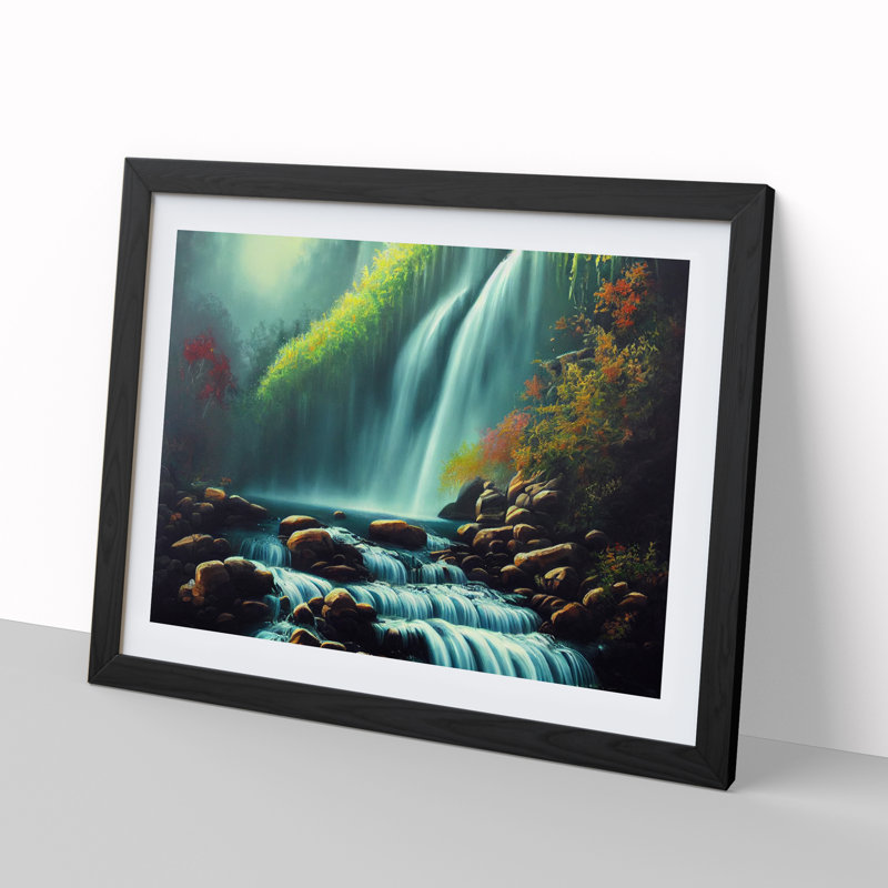 Fearless Waterfall - Single Picture Frame Painting, Black, 25cm H x 34cm W x 2cm D