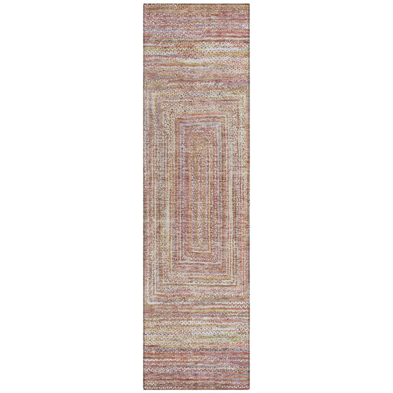 Machine Washable Indoor/Outdoor Xhevrie Paprika Rug, Runner 2'3" x 7'6"