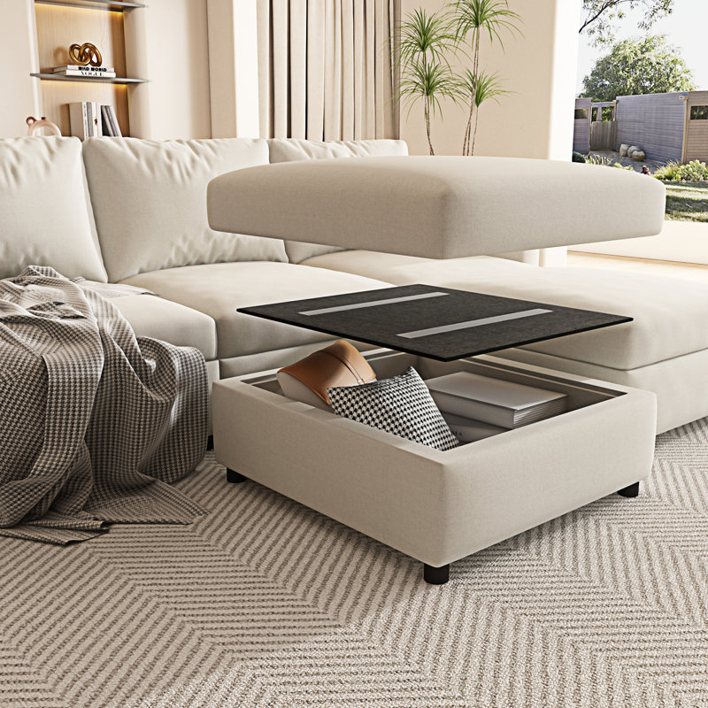 Modern Large Sectional Sofa, Antique White