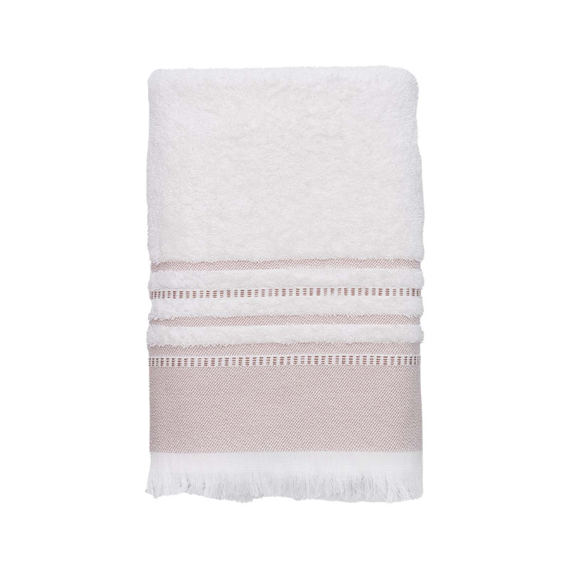 Sanhedrin Midweight Bath Towel, White/Cinnamon