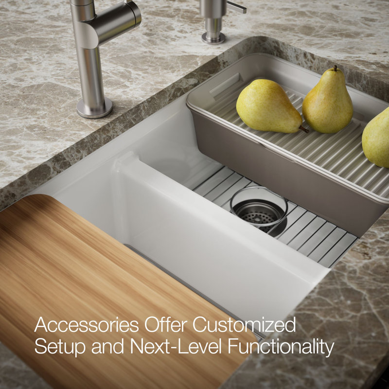 Riverby® 33" undermount double-bowl workstation kitchen sink, White