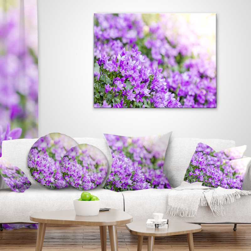 Beautiful Campanula Flower Bouquet - Floral Printed Pillow, 16" x 16", Throw Pillow