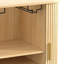 Armoire à vin cannelée avec support à vin à 8 grilles, 5 tablettes réglables et portes à tambour coulissantes-1972889445