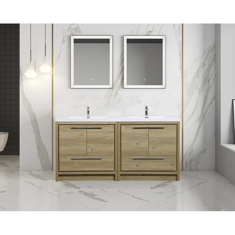 Meuble-lavabo double 71 po avec plateau en acrylique Coddy