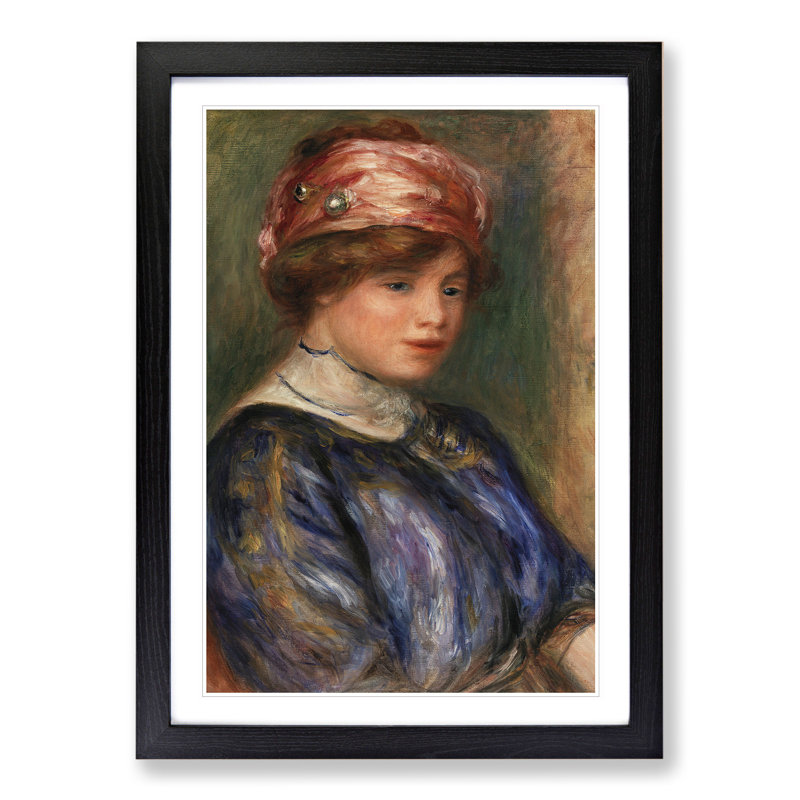 Portrait of a Woman Vol.2 by Pierre-Auguste Renoir - Picture Frame Painting on MDF, Black Framed, 36cm H x 27cm W x 2cm D
