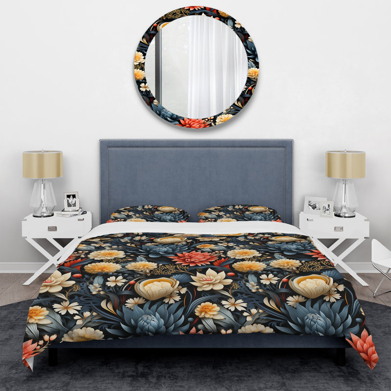 Ensemble de housse de couette Mystic Forest Plants, Housse de couette simple + 1 taie décorative stan