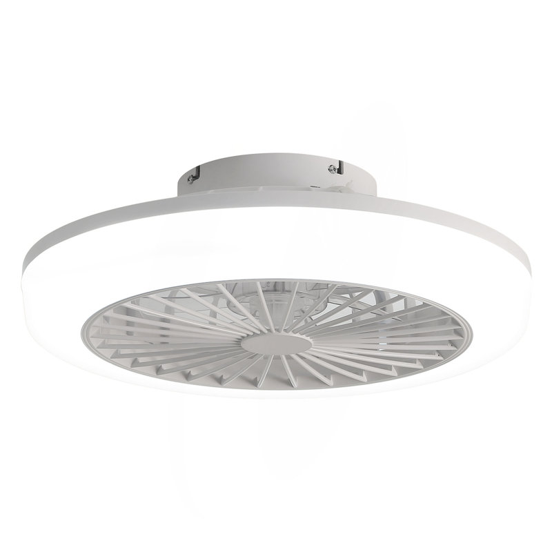 Ventilateur de plafond fermé 18 pouces avec lumière et télécommande, ventilateur encastré moderne à profil bas sans pales pour la salle à manger de la cuisine de la chambre à coucher