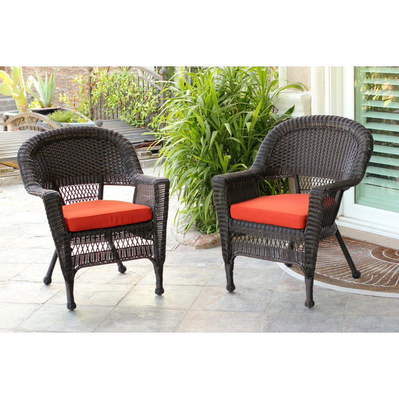 Burrowes Patio Chair with Cushions SET, Red Orange
