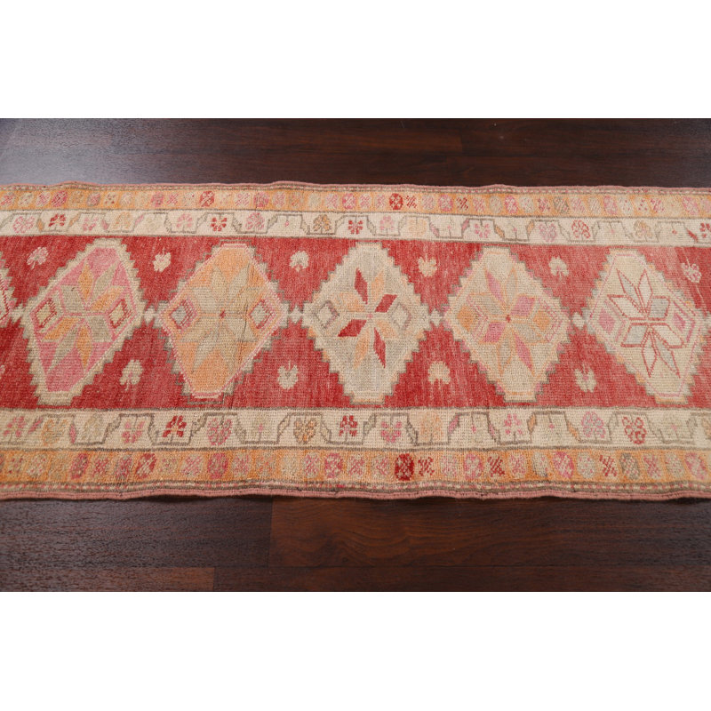 Tapis de couloir unique en laine noué à la main Anatolian nouvel âge rouge 2 pi 10 po x 12 pi 7 po Aailiyah