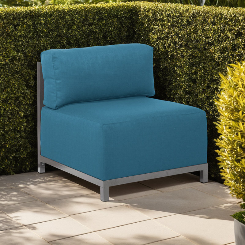 Housse pour chaise à coussins carrés, Sunbrella turquoise paysage marin