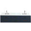 Meuble-lavabo double 80 po avec comptoir en marbre et robinets Blue, cadre en bois massif, panneaux l 80 po x P 22 po