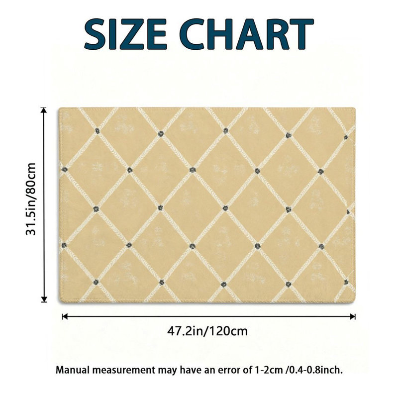 Warm Beige 47 x 31 in Diamond Dot Grid Minimalist Accent Rug