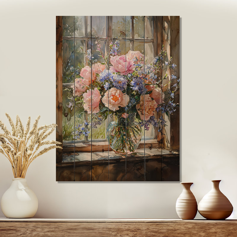 Bouquet de fleurs pastel d'été à la grange II - Bouquets de bois assortis, H 40 po x l 30 po x P 0,78 po
