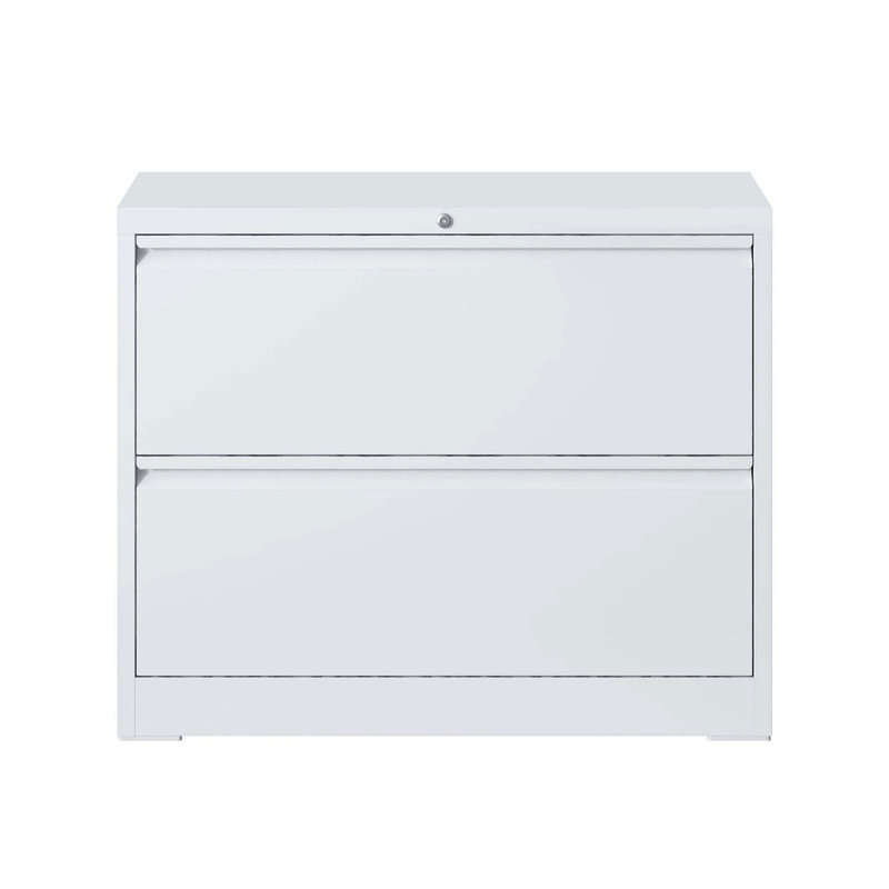 Lateral File Cabinet 2 Drawer, White Filing Cabinet With Lock, Lockable File Cabinet For Home Office, Locking Metal File Cabinet For Legal/Letter/A4/F4 Size