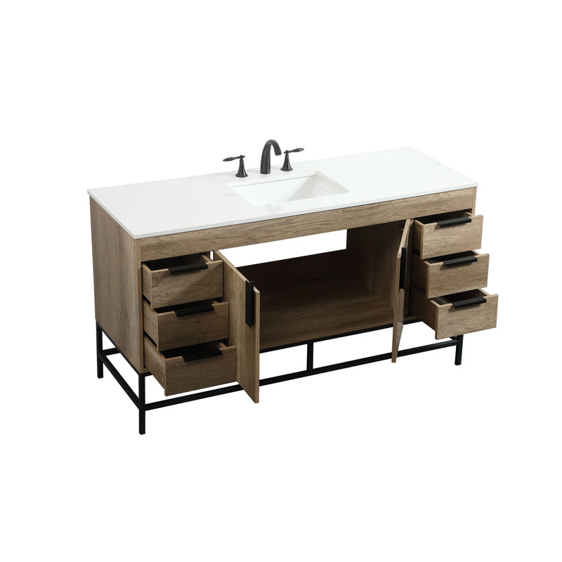 Ensemble de meuble-lavabo simple 60 po Eugene, Chêne naturel