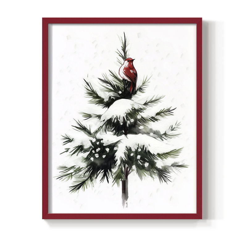«Christmas Holiday Art» CDXXII encadré, impression - bois massif, H 11 po x l 9 po, Rouge