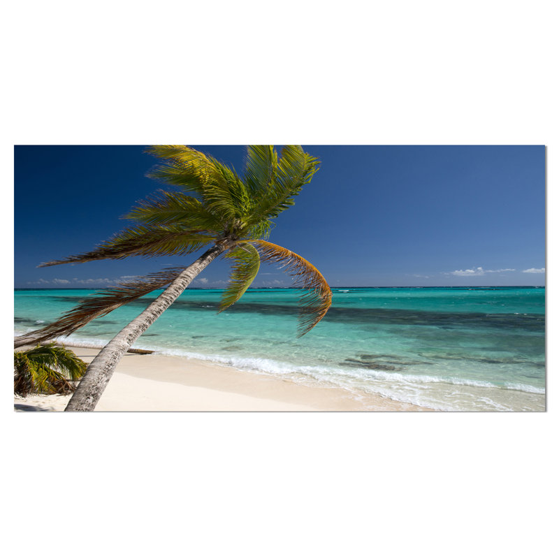 Reproduction de photo sur toile tendue, "palm courbée à des mer", H 16 po x l 32 po x P 1 po