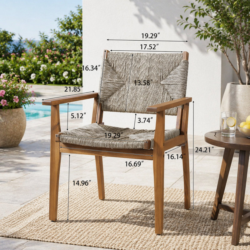Chaise de salle à manger d'extérieur durable avec structure en bois d'acacia
