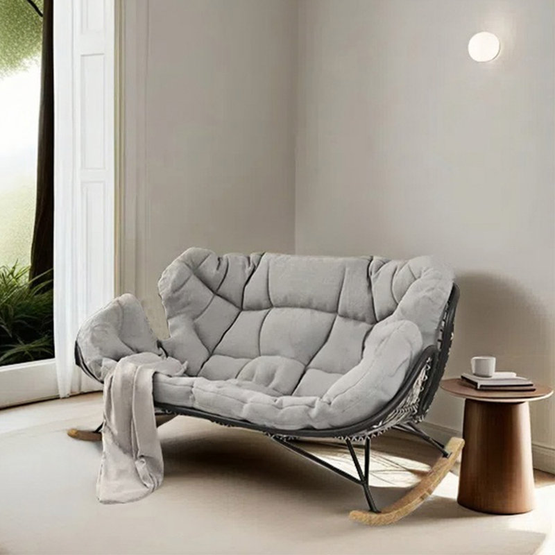 Chaise berçante élégante pour le balcon, Gris moyen, Noir, noir, noir, noir