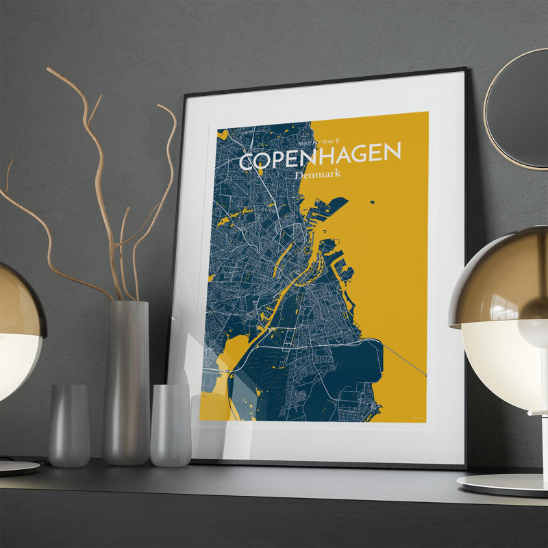 Copenhagen City Map In Amuse - No Frame Print, 27.6cm H x 19.7cm W x 0.05cm D