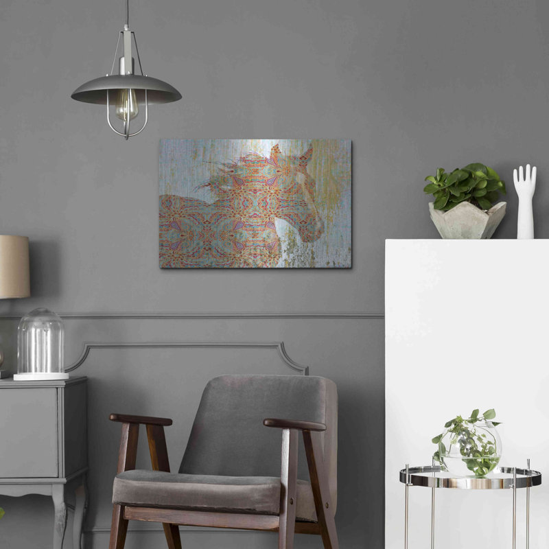 Luxe Art «Motif cheval» par Irena Orlov, Met «Motif cheval» par Irena Orlov, H 16 po x l 24 po