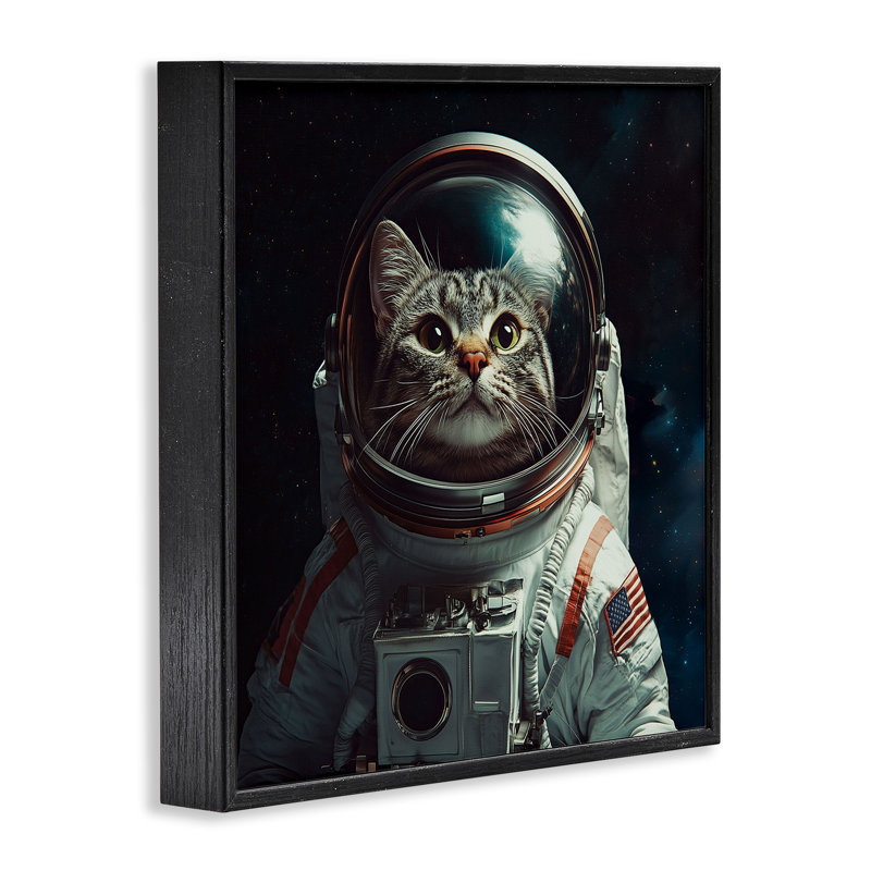 «Catstronaut Cat Astronaut», estampe numérique, conception de Jim Baldwin, Giclée encadrée noir minuit, H 12 po x l 12 po