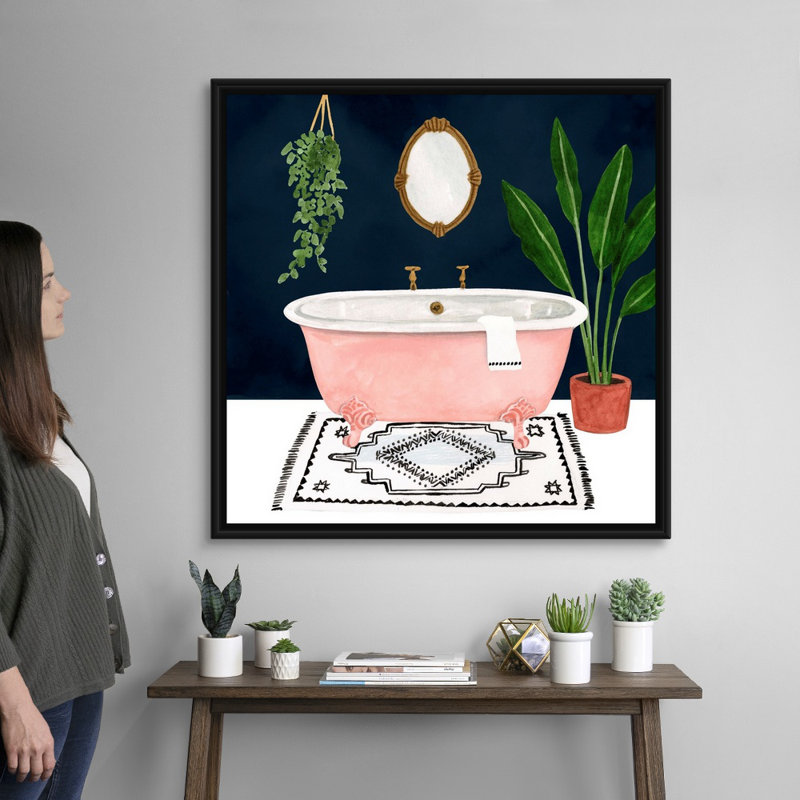 Boho Bath II - reproduction d'art sur toile, Cadre flottant noir, H 37,7 po x l 37,7 po x P 1,75 po