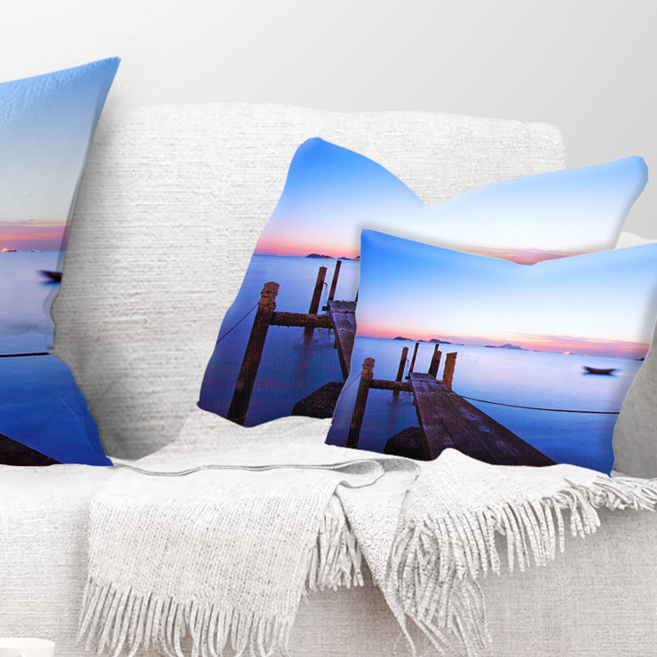 Coussin en bois au crépuscule - oreiller imprimé Sea & Shore