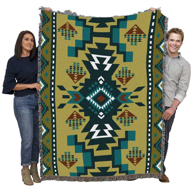 Jeté en coton Pure Country Weavers, Vert / bleu / rouge oriental