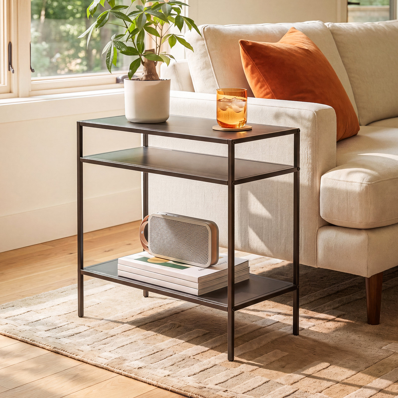 Level End Table, Blackened Bronze