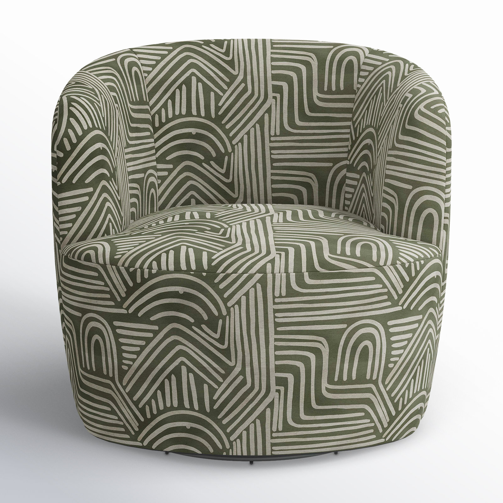 Mina Cotton Swivel Barrel Chair, Freeform Moss