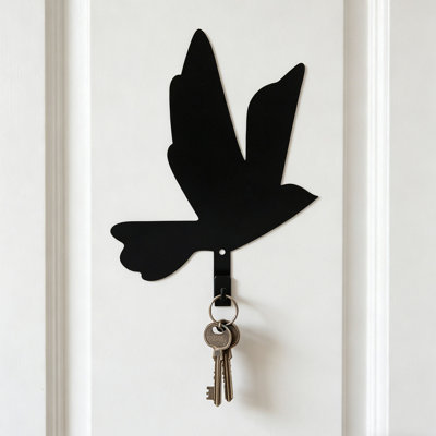 Flying Bird Wall Hook Iron Metal Modern Key Holder Hanger Coat Decor for Entryway Bags Hats Towels Black