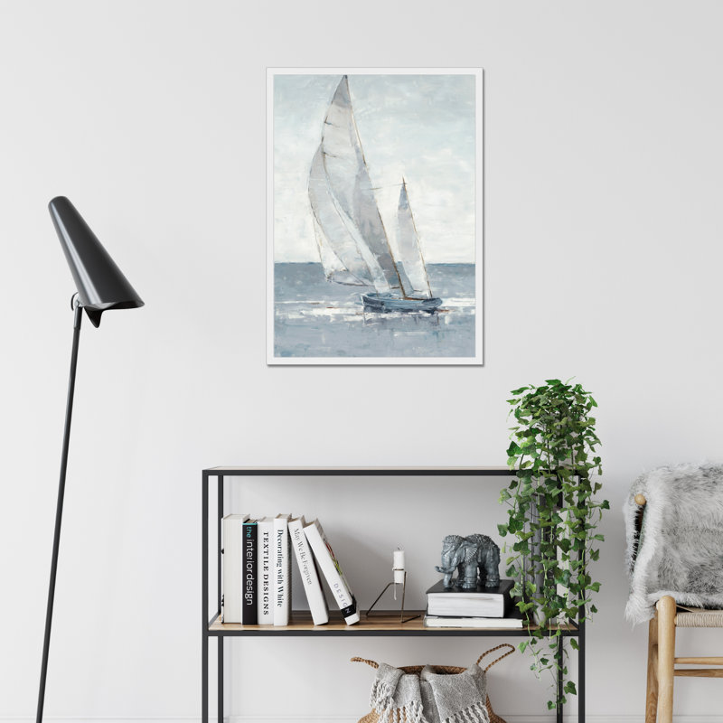 Gray Seas I by Ethan Harper - Painting, 50cm H x 34cm W, White Framed Paper Print