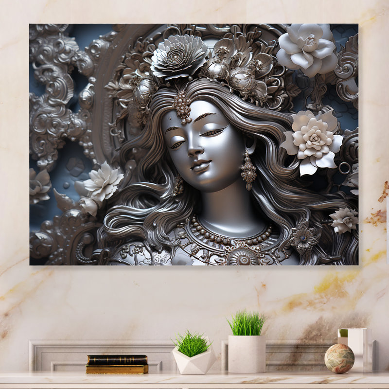 Hindou Parvatis épouse de Shiva I - décoration murale en métal Hinduisim, H 12 po x l 20 po x P 1 po