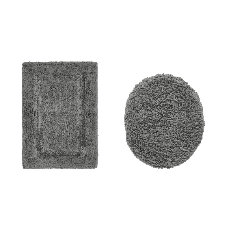 Ensemble de tapis pour salle de bain 2 pièces 100% coton 2370 g / m² Lux, Gris