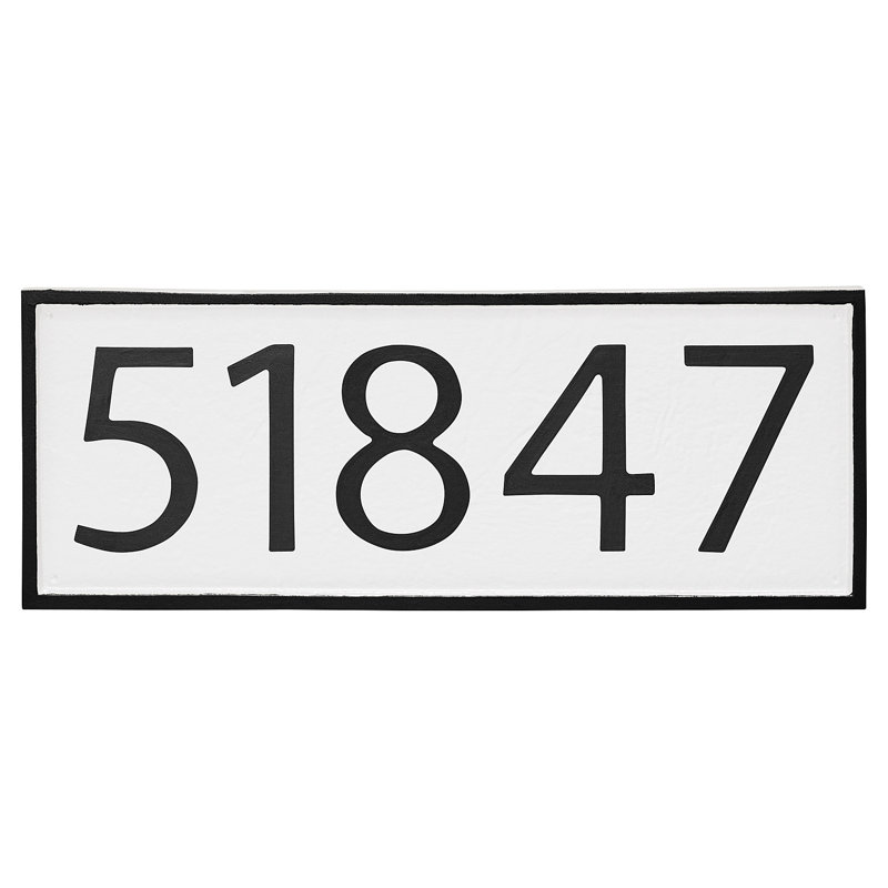 Plaque d’adresse murale sur 1 ligne, Blanc, Noir