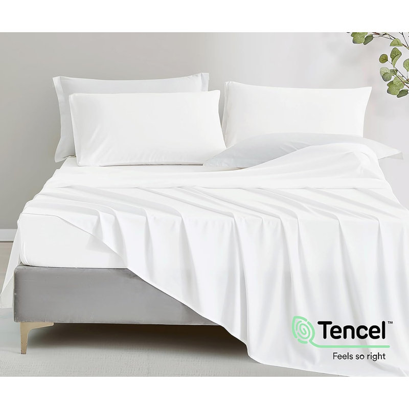 Charisma Tencel Modal Cooling Sheet Set, Queen, White