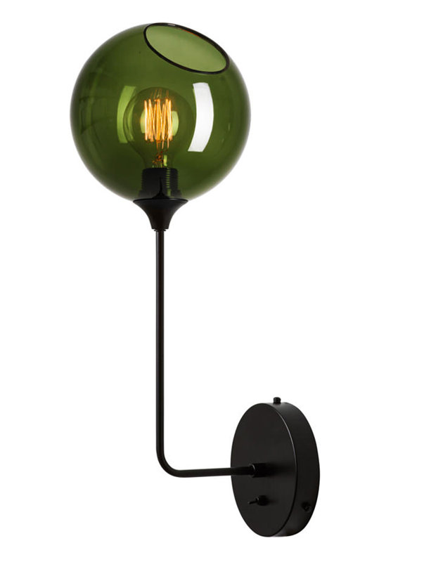 Armed Sconce, Black, Green, 57cm H x 20cm W x 20cm D