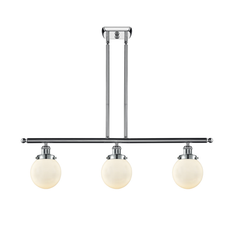 Chippewa 3 - Light Kitchen Island Pendant, Frosted, No Bulb Included, Polished Chrome