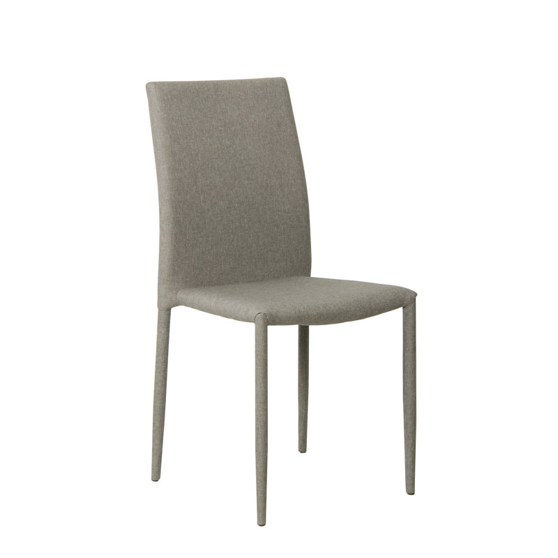 Barra 46cm H Linen Upholstered Metal Side Chair in Grey