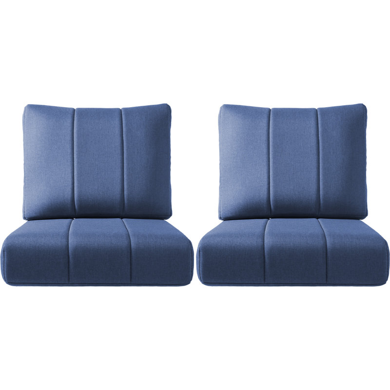Forbell Outdoor Patio 6" Thick Seat & Back Furniture Cushion Set With Removable Cover, Blue, 2