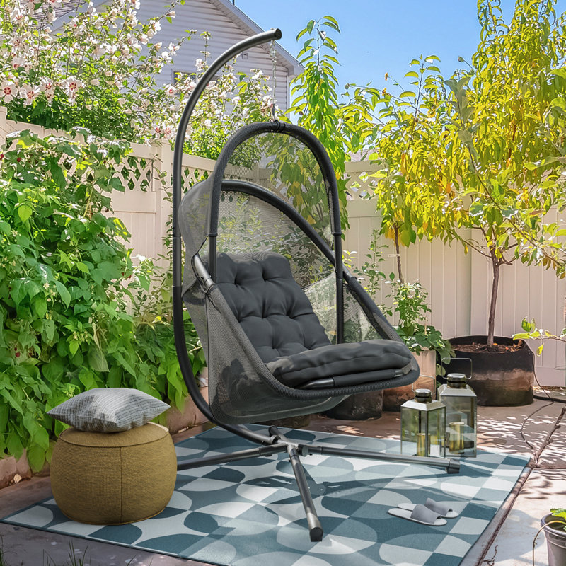 1 Person Swing Chair with Stand, Dark Gray