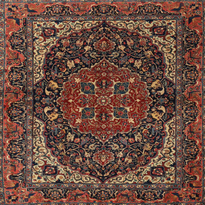 Tapis traditionnel gris foncé / rouge / beige Corniche