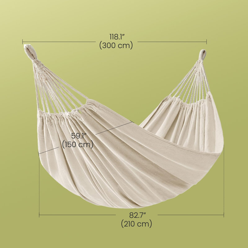 Hamac double, 98,4 po x 59,1 po, capacité de charge de 660 lb, avec sac de compression, sangles de fixation, mousquetons, pour terrasse, balcon, jardin, extérieur, camping, beige