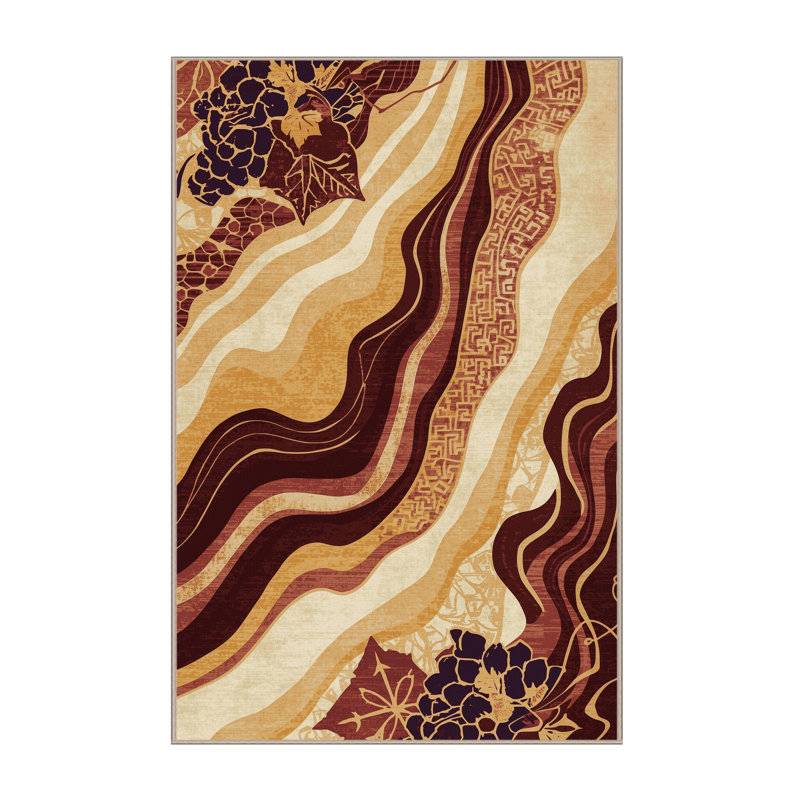 Tapis éclectique brun et beige lavable à la machine Ulster Dionysus, 4 x 6