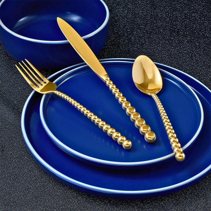 Rondure 20 - Piece Stainless Steel Flatware Set - Service for 4, Gold