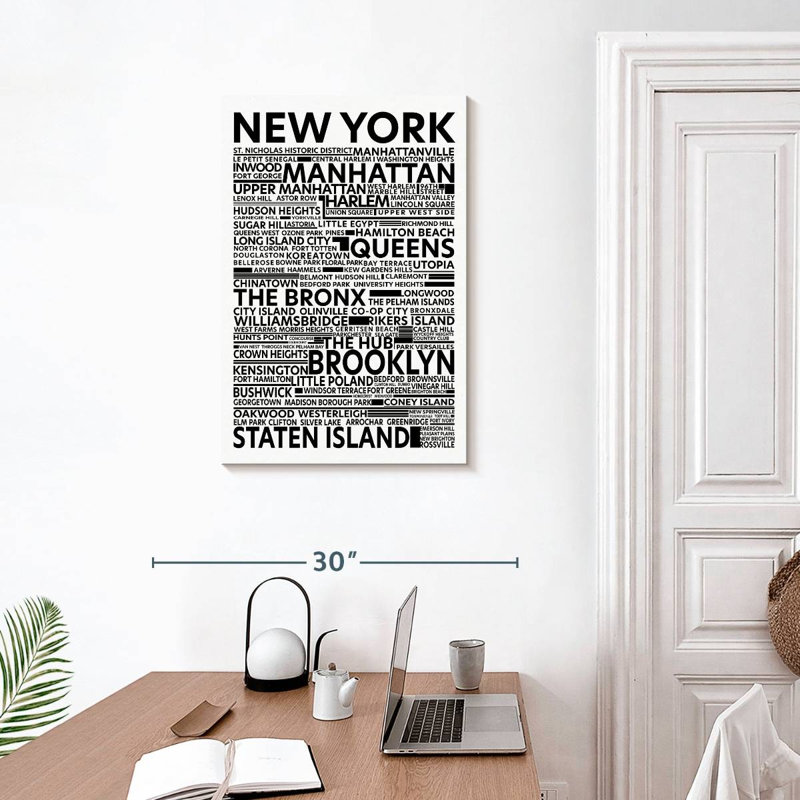 Arrondissements et rues de New York, H 30 po x l 20 po