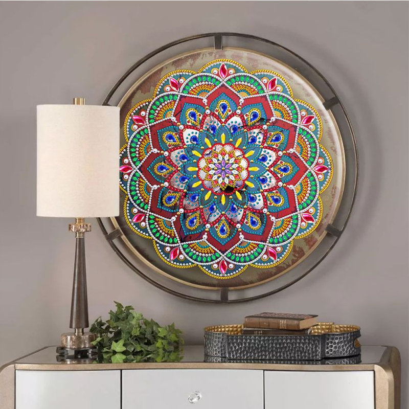 Décoration murale paon, H 12 po x l 12 po x P 0,9 po
