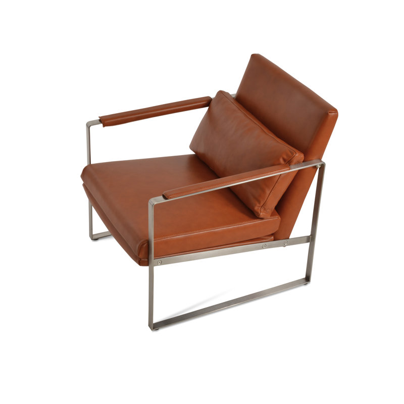 Zara Small Lounge Chair, Brown Faux Leather